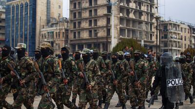 Syria's General Security forces in Aleppo. AFP