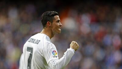 Real Madrid's Cristiano Ronaldo celebrates after scoring a goal against Celta Vigo on Saturday in his team's La Liga match. Francisco Seco / AP / March 5, 2016