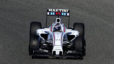 Valtteri Bottas of Williams drives during F1 winter testing at Jerez racetrack on Sunday. Dan Istitene / Getty Images