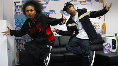 Christopher Lawrence, left, and Christian Ortega will aim to dance for 16 hours today at Mall of the Emirates. Satish Kumar / The National