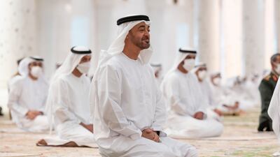 Sheikh Mohamed during the Eid Al Adha prayers.