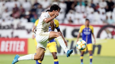 Al Menhali of Al Wahda scores. Chris Whiteoak / The National