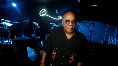 Quincy Jones in Q's Bar and Lounge at the Palazzo Versace hotel in the Cultural Village area of Dubai. Christopher Pike / The National