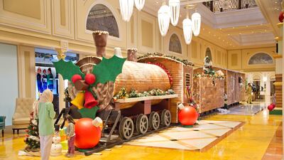 Check out the gingerbread train at Waldorf Astoria Ras Al Khaimah. Courtesy Waldorf Astoria Ras Al Khaimah