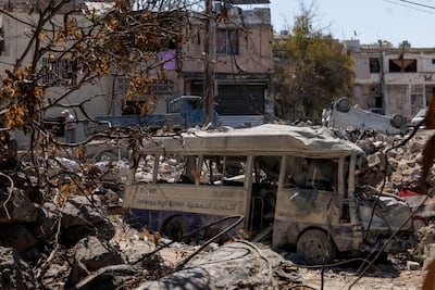 A school bus damaged by an Israeli strike on Tyre, southern Lebanon. Reuters