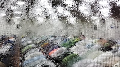 Intense humidity causes condensation on the window of a mosque. Deepthi Unnikrishnan / The National