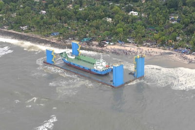 Two crew members aboard an Abu Dhabi registered floating dock were rescued by the Indian Navy. Courtesy: Indian Navy