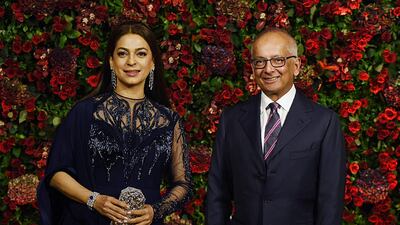 Juhi Chawla and her husband industrialist Jay Mehta. AFP