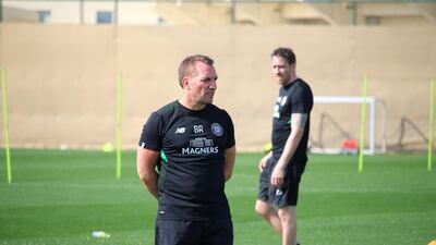 Brendan Rodgers of Celtic football club training in Dubai. Courtesy Celtic FC