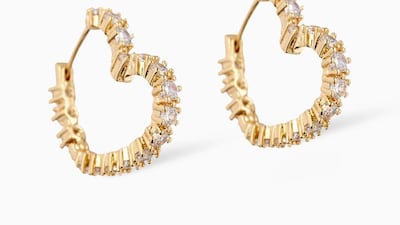 Heart earrings, Dh200, Luv Aj, on Ounass. Photo: Ounass
