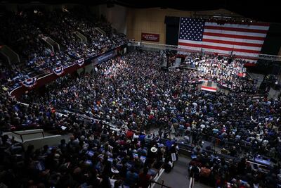 Democratic presidential candidate Bernie Sanders addresses thousands of supporters in St Paul, Minnesota. AFP