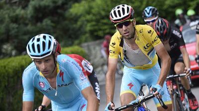 Vincenzo Nibali, yellow jersey, has been hiding an Achilles injury but insists he is full fit for the Tour de France. Eric Feferberg / AFP