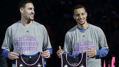Klay Thompson, left, and Stephen Curry, right, were named NBA all-stars for the Golden State Warriors this season. Marcio Jose Sanchez / AP / February 4, 2015