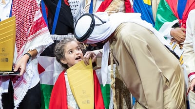 Sheikh Mohammed with winner, Sham Bakour from Syria.