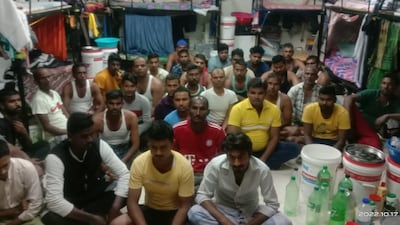 About 48 Indian workers appealed for help to return to their families from Muscat after they were not paid wages for months and did not have sufficient funds for food. A voluntary group Rescuing Every Distressed Indian Overseas spotted their video and assisted them with help from officials from the Indian embassy. Photo: Redio group