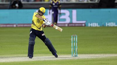 David Malan ( Peshawar Zalmi ) bats against Quetta Gladiators at their ongoing HBL Pakistan Super League cricket tournament, held at the Dubai International Cricket Stadium. ( Jeffrey E Biteng / The National )