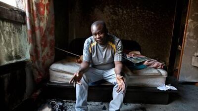 Dove Ifeanyi estimates he lost Dh200,000 in cash and belongings when a fire gutted his apartment and destroyed the 25-storey Al Baker Tower 4 in Sharjah last week. He says he and his family were not offered accommodation by any charities and were now staying with friends.