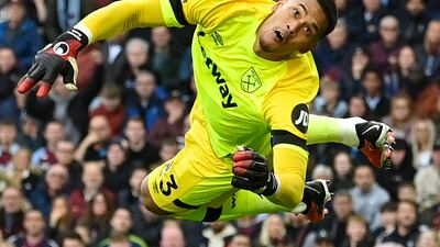 West Ham United goalkeeper Alphonse Areola saves a shot. AFP