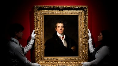 The Duke of Wellington portrait by Sir Thomas Lawrence during a preview at Christie's in London. The artwork is estimated to fetch £8 million-£12 million ($10.7m-$16m) at the Old Masters evening sale on June 30. PA