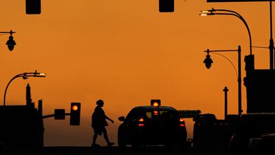 The sun sets in Kansas City, Missouri. AP