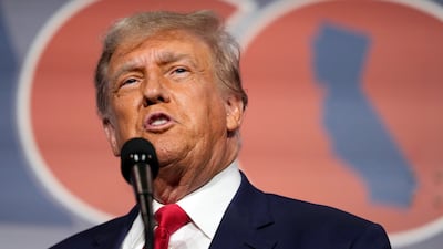 Former president Donald Trump at the California Republican Party Convention on Friday. AP
