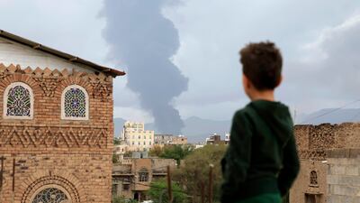Smoke rises from the site of Israeli strikes on Sanaa, Yemen, on August 24. EPA