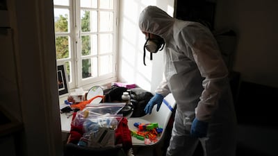 A biocide technician inspects an apartment in order to treat it against bedbugs in L'Hay-les-Roses, near Paris. Reuters
