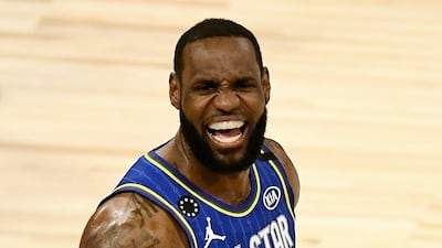 LeBron James celebrates after beating Team Giannis. AFP