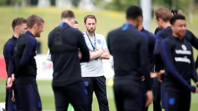 England manager Gareth Southgate looks on during a training session at St Georges Park on May 28, 2018 in Burton-upon-Trent, England. Carl Recine / Reuters