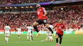 Mohamed Salah celebrates scoring Egypt's second goal in a 3-1 World Cup win over New Zealand at BC Place Vancouver, on June 21, 2026, in Vancouver, British Columbia. AFP