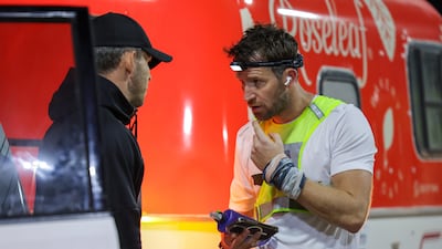 A rest stop for Harry Amos along the e11 motorway at Al Faqa. In January, he told The National his seven emirates feat would begin in Fujairah and end more that 600 kilometres south at Al Batha on the border with Saudi Arabia