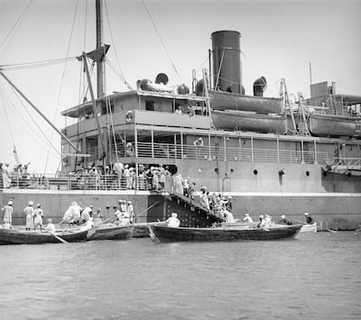 Steamer at Sawakin transports pilgrims to Makkah. Courtesy Durham University