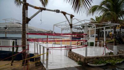 A restaurant is closed awaiting the arrival of Hurricane Norma at Los Cabos in Baja California state, Mexico, on October 20, 2023. AFP