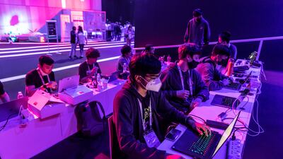 Ethical hackers in the bug bounty section of Gisec Global 2022 at the Dubai World Trade Centre. Antonie Robertson / The National