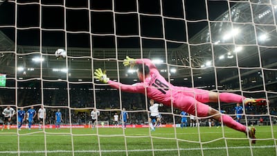 Thomas Muller of Germany misses a penalty for Germany against Israel. Getty