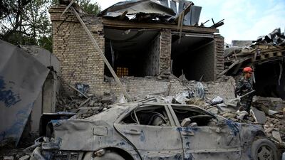 A damaged car in Ganja. Reuters