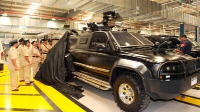 Major General Khamis Matar Al Miziana, deputy general commander of Dubai Police, unveils a prototype of the new security vehicles to be used by the General Department of Protective Security and Emergency Department.