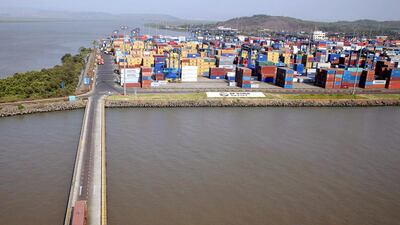 DP World’s Nhava Sheva port in Navi Mumbai, India. The group’s terminals handled 7.2m TEUs in the first quarter. Adeel Halim / Bloomberg