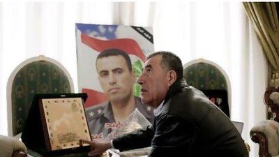 Mahmoud Eid, the father of murdered police investigator Wissam Eid, photographed at the family home in the village of Deir Ammar, just outside Tripoli, Lebanon.