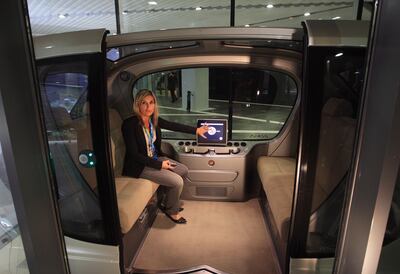 Personal rapid transit vehicle at Masdar City in Abu Dhabi. Photo: Ravindranath K / The National