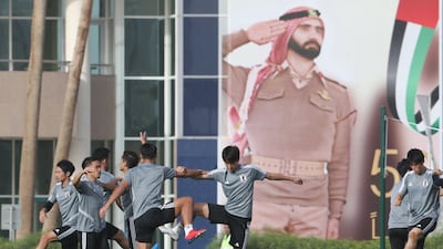 Japan take part in a training session in Abu Dhabi on the eve of their Asian Cup quarter-final match against Vietnam.