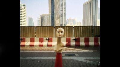 Drusilladoesdubai - Madeleine Butcher. 'I can’t tell you what she means. A statement about the overly hygienic aesthetic of marketing Dubai, a plea for attention, a bald, plastic embodiment of showboating ‘eccentricity’ to others, or a toy I like taking pictures of, but she’s a muse of sorts'