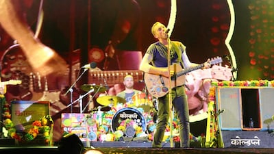 Abu Dhabi, UAE — December 31, 2016 — Coldplay captivates the crowd with their hits on New Year’s Eve — Navin Khianey for The National