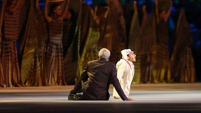 Al Muftah and Freeman welcomed the world to Qatar at the opening ceremony. AFP