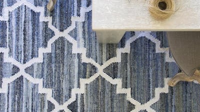 A carpet made from denim offcuts. Courtesy of Sugarcane Trading