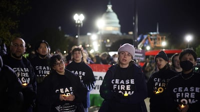 Protesters participate in a candlelight vigil organised by Jewish Voice for Peace against the war between Israel and Hamas in Washington. Getty Images / AFP