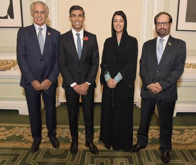 British Prime Minister Rishi Sunak with Reem Al Hashimy, UAE Minister of State for International Co-operation. Photo: UK Abraham Accords Group