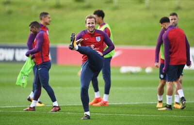 Harry Kane, centre, take part in England training at St Georges Park. Gareth Copley / Getty Images