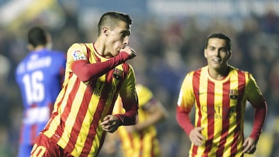 Cristian Tello scored three goals for Barcelona on Wednesday. Jose Jordan / AFP