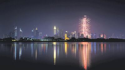 Fireworks explode from the Burj Khalifa, the world's tallest tower, in Dubai on January 1, 2017 AFP